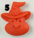 The Bindlewood Shop Halloween Magnets feature an orange, pumpkin-shaped smiling face in a witch hat with a buckle and a bold black number 5 at the top left—perfect as unique, hand-sculpted resin collectibles.