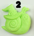 A light green snail-shaped resin magnet from Bindlewood Shop's Halloween Magnets features a spiral shell, smiling face, pointy witch hat on its back, and the number 2 above it—perfect for quirky collections.