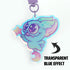 The Bindlewood Shop Star Catcher Keychain is a pastel acrylic charm with a cute cartoon creature, sparkling eyes, star wand, and a transparent blue outline featuring the text "TRANSPARENT BLUE EFFECT.