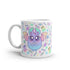 Introducing the Pastel Candy Bat Mug by Bindlewood Shop: a white ceramic mug adorned with a playful design that showcases an adorable, chubby bat with pastel wings. The bat is surrounded by stars, candies, and ghost-like figures in soft pastel hues. With its large eyes and small smile, this whimsical mug offers a delightful and imaginative touch. Plus, it's microwave and dishwasher safe for your convenience.